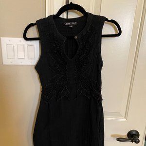 Boho Black Dress with Oval Front